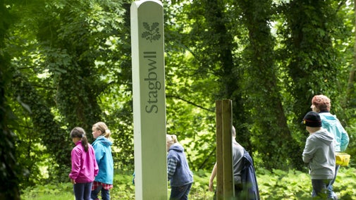 Children on a walk at Stackpole, Pembrokeshire.